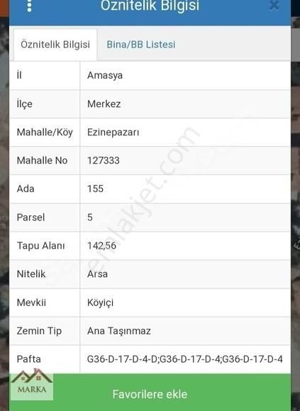 Amasya Merkez Ezinepazar Köyü Satılık Konut İmarlı EZİNE PAZARI TAM MERKEZİNDE 143 m2 SATILIK ARSA