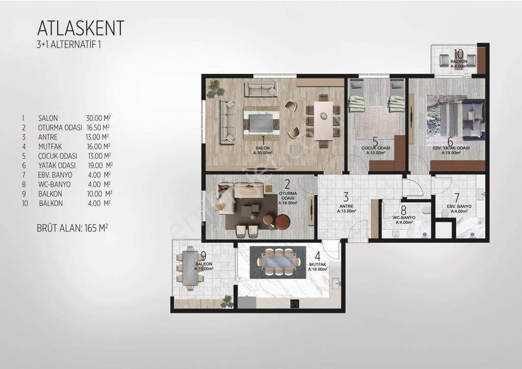 Uşak Merkez Kurşunluk Satılık Daire Sahibinden Satılık Atlaskent Sitesinde 3+1 165 m2 Daire