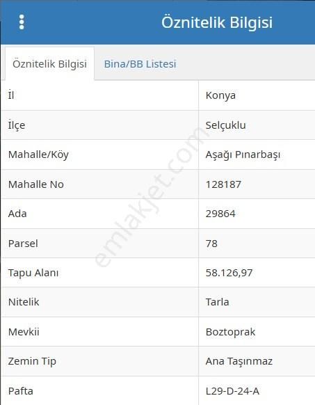 Selçuklu Aşağıpınarbaşı Satılık Tarla Emlakyap'tan Satılık Ankara Yolu Üzeri Konut+ticari Öngörü Alanında Yatırımlık Fırsat Tarla