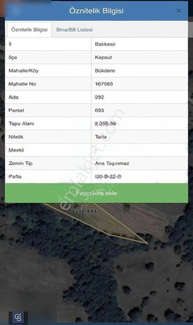 Kepsut Bükdere Satılık Tarla BALIKESİR KEPSUT BÜKDERE'DE 2.358 m2 SATILIK ARAZİ