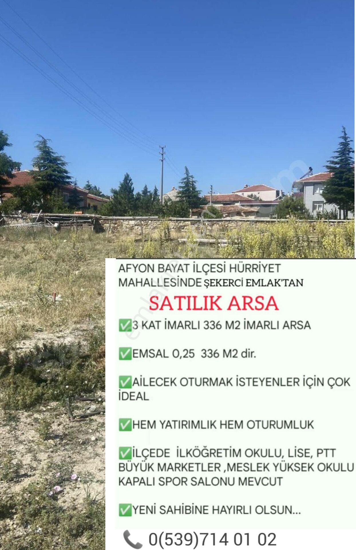 Bayat Hürriyet Satılık Konut İmarlı Şekerci Emlak'tan Afyonkarahisar Bayat İlçesinde Satılık Arsa