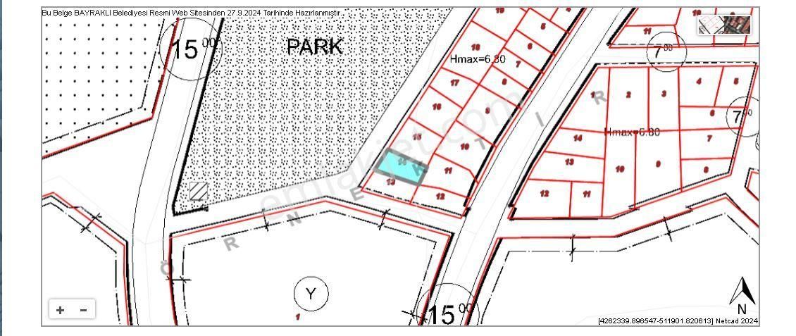 Bayraklı Onur Satılık Konut İmarlı  Bayraklı Onur Mahallesin'de 125 m2 Satılık Arsa