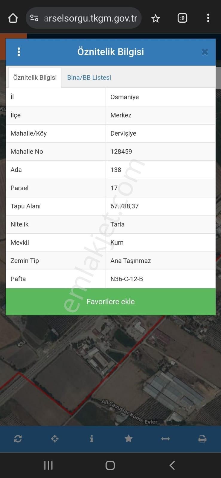 Osmaniye Merkez Dervişli Köyü (Merkez) Satılık Tarla YENİ HASTANEYE YAKIN SATILIK 16 DÖNÜM TARLA