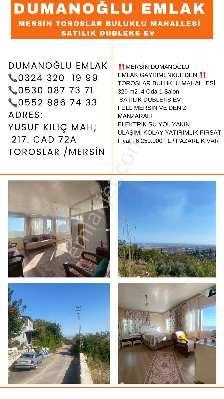 Toroslar Buluklu Satılık Daire 🏡 Satılık Full Mersin Manzaralı Dubleks 🏡