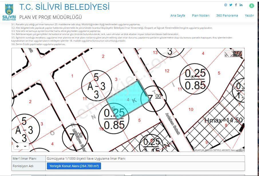 Silivri Gümüşyaka Satılık Konut İmarlı  İSTANBUL SİLİVRİ GÜMÜŞYAKA'DA SATILIK 268M² ARSA