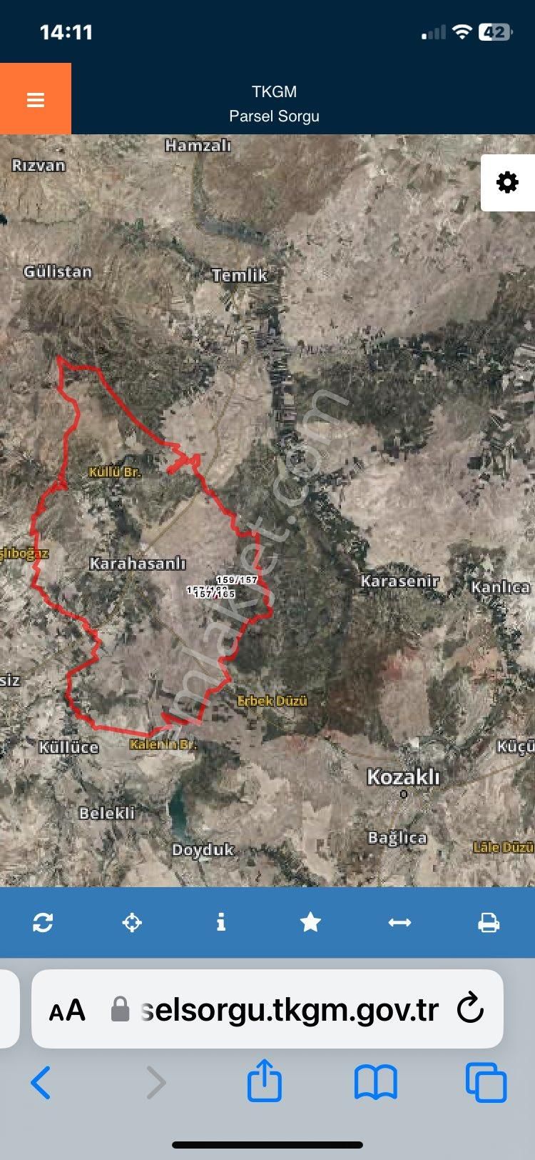 Kozaklı Karahasanlı Köyü (Orta) Satılık Tarla Satılık Tarla Nevşehir -kozaklı-karahasanlı Köyü