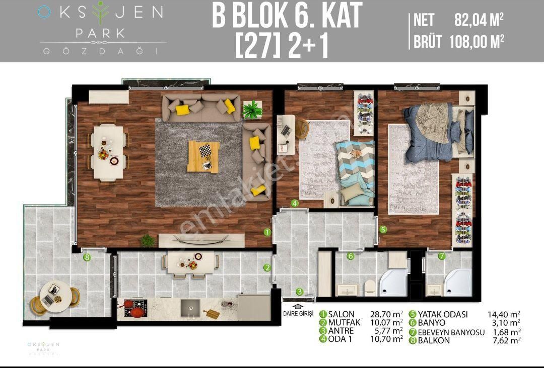 Oksijenpark Gözdağı Projesi 2+1 127m² Balkonlu Satılık Sıfır Daire - Görsel 18