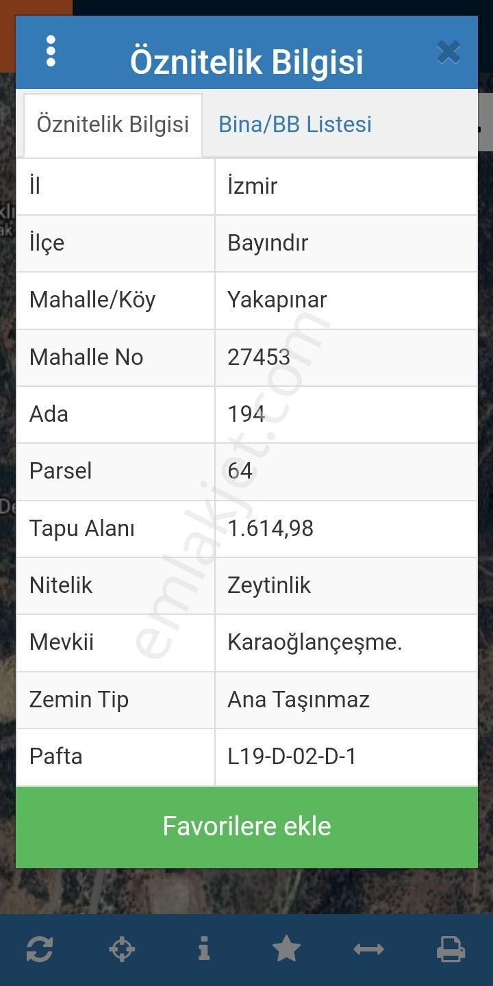 Bayındır Yakapınar Satılık Zeytinlik İZMİR BAYINDIR YAKAPINAR MAHALEDE YERLEŞİME YAKIN ZEYTİNLİK 