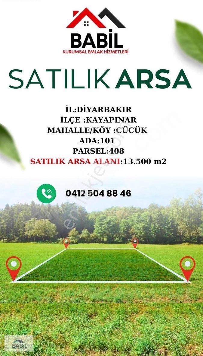 Kayapınar Cücük Satılık Tarla BABİL'den KAYAPINAR CÜCÜK 13,500 M2 SATILIK ARSA