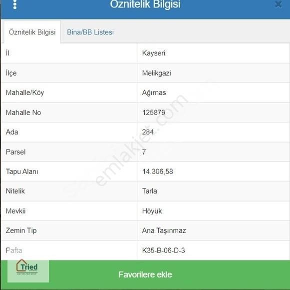 Melikgazi Ağırnas Satılık Tarla AĞIRNAS'DA 14,306 M2 SATILIK TARLA