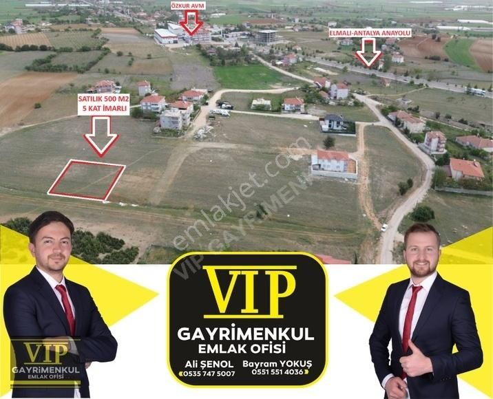 Elmalı Gökpınar Satılık Konut İmarlı Vip Gayrimenkul' Den Özkur Avm Yanı, 500 M2 , 5 Kat İmarlı Arsa