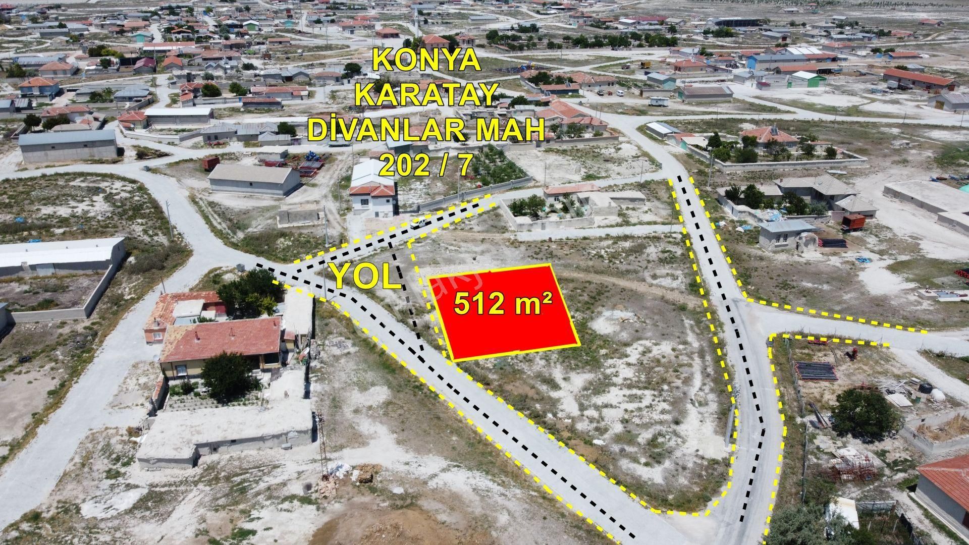 Karatay Divanlar Satılık Konut İmarlı  KONYA / KARATAY / DİVANLAR MAHALLESİNDE 512 m² MÜSTAKİL İMARLI ARSA