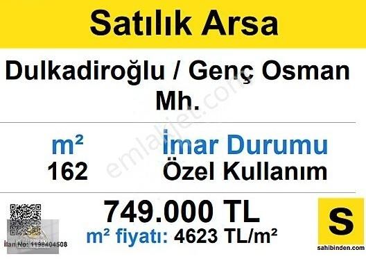 Dulkadiroğlu Genç Osman Satılık Özel Kullanım HS GAYRİMENKUL'DEN ACİL SATILIK İSKUR FABRİKASI ARKASI ARSA