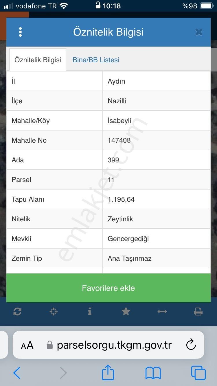 Nazilli İsabeyli Satılık Bağ & Bahçe MİRAY EMLAKTAN İSABEYLİDE SATILIK ZEYTİNLİK