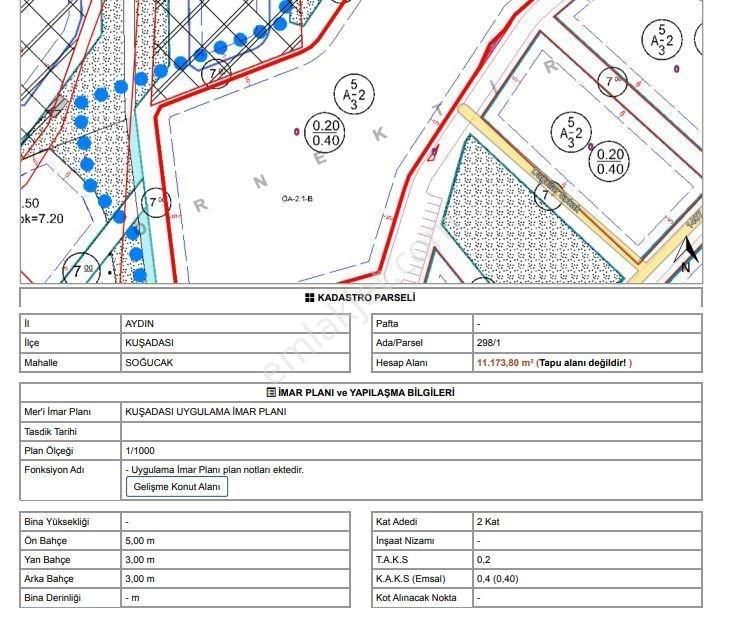 Kuşadası Soğucak Satılık Konut İmarlı Kuşadası Soğucakda İmarlı 230m2 Satılık Arsa