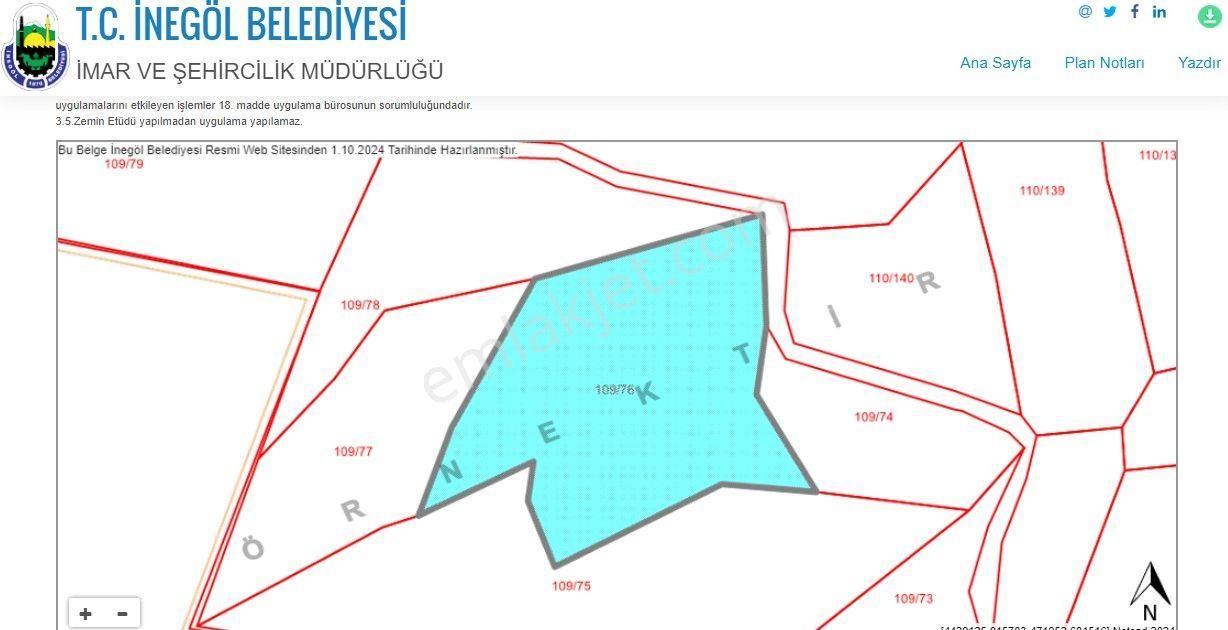 İnegöl Kocakonak Satılık Tarla Kocakonak Mahallesinde Tarlamız Satılık