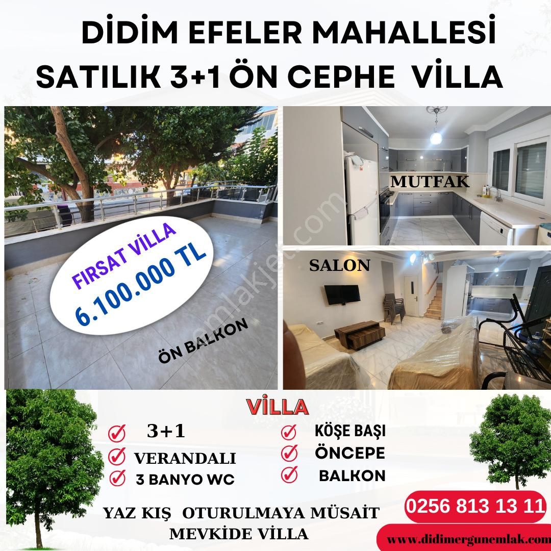 Didim Efeler Satılık Villa  🌹🌹FIRSAT VİLLA 🌹🌹 EFELER MAHHALLESİN DE CARRFOURSA  ARKASI 3+1 SATILIK VİLL