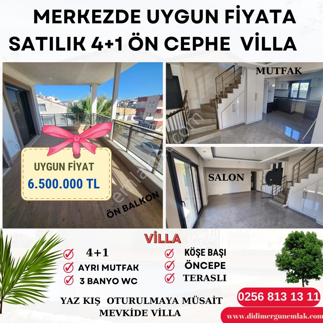 Didim Cumhuriyet Satılık Villa  UYGUN FİYATA  MERKEZİ KONUMDA 4+1 SATILIK VİLLA ( EK: 1172 )