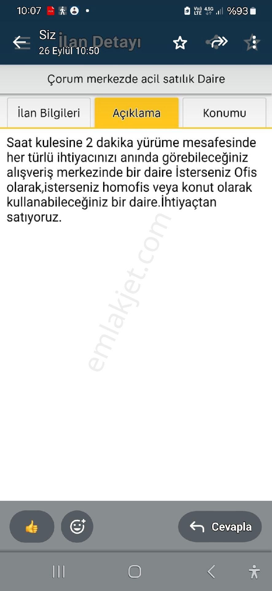 Çorum Merkez Yeniyol Satılık Daire Çorum merkezde acil satılık daire