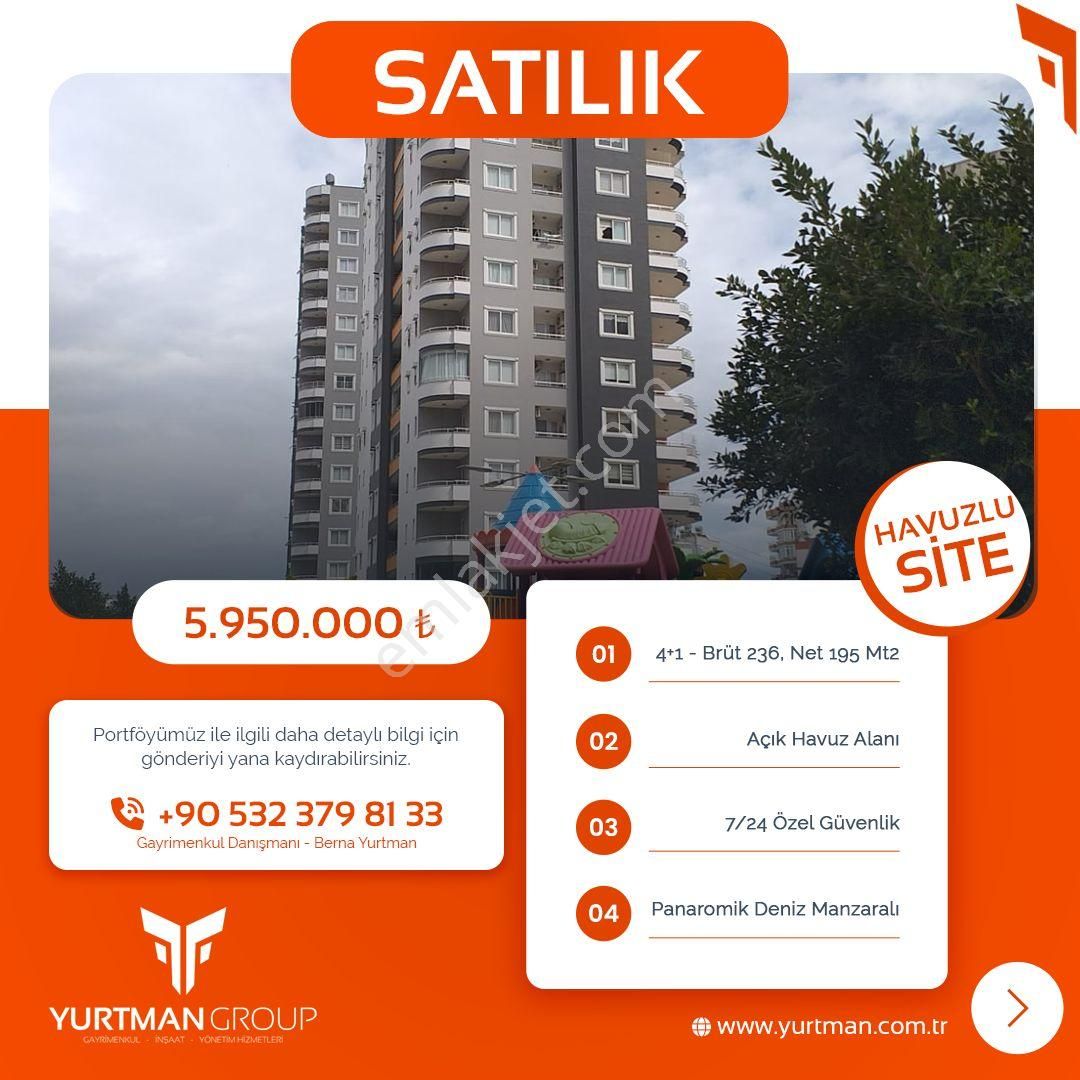 Yenişehir Bahçelievler Satılık Daire YURTMAN GAYRİMENKUL'DEN DENİZ MANZARALI, HAVUZLU, NEZİH MUHİTTE 4+1 FIRSAT DAİRE