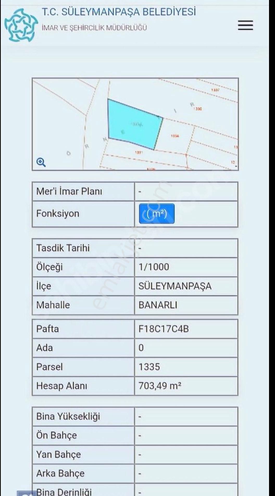 Süleymanpaşa Banarlı Satılık Bağ & Bahçe Tekirdağ Süleymanpaşa Banarlıda Yatırımlık Yer