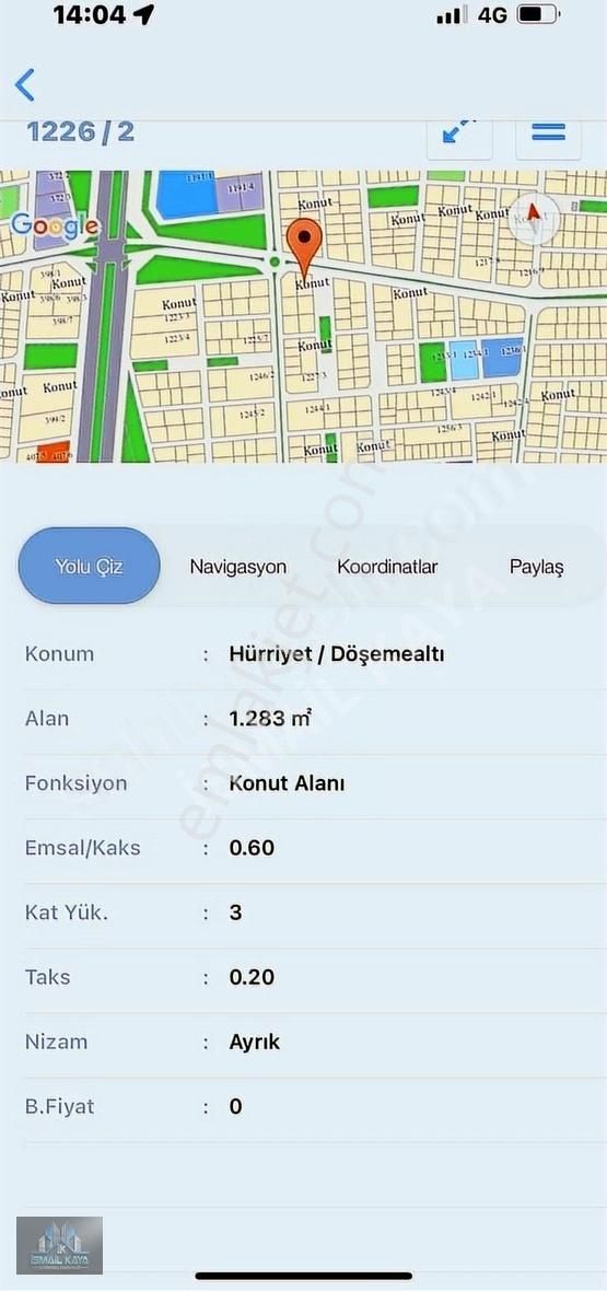 Döşemealtı Yeşilbayır Satılık Ticari İmarlı Yeşilbayır Ant Spor Tesisleri 1283 M2 Ticari+konut Arsa