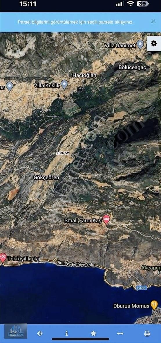 Kaş Gökçeören Satılık Tarla Kaş Gökçeören 4200 M2 Müstakil Tapu Kupon Yer