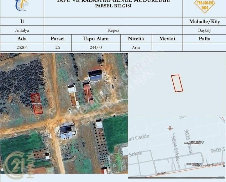 Kepez Başköy Satılık Konut İmarlı C21 HAN ANTALYA KEPEZ BAŞKÖY SATILIK ARSA