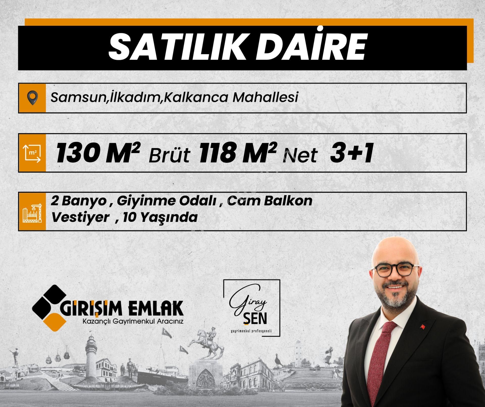 İlkadım Kalkancı Satılık Daire  AMİSOS TEPESİNDE 3+1 GİYİNME ODALI AZ KULLANILMIŞ