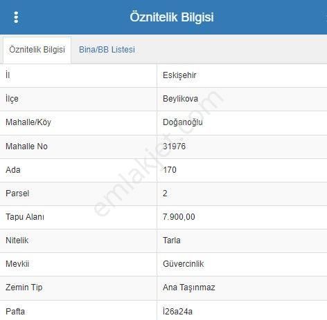 Beylikova Doğanoğlu Satılık Tarla POYRAZ EMLAK'TAN BEYLİKOVA’DA DOĞANOĞLU MAHALLESİNDE 7900 m² SATILIK TARLA