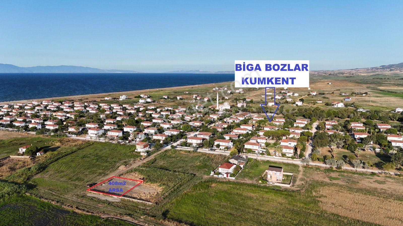 Biga Bozlar Köyü (Kumkent) Satılık Villa İmarlı SAHİLDE 408m2 İMARLI VİLLA ARSASI