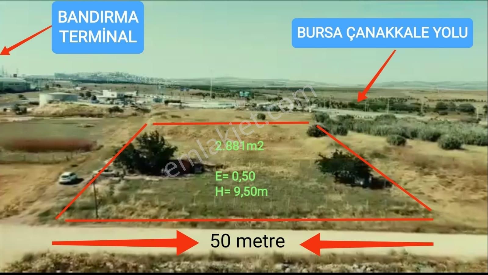 Bandırma Kayacık Satılık Sanayi İmarlı Bandırma'da Terminalin Dibinde Bursa-çanakkale Yolu Üzeri 2.881 M2 Sanayi İmarlı Arsalar