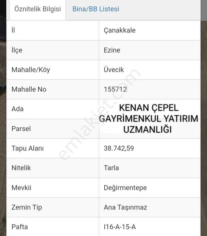 Çanakkale Ezine Üvecik Köyü Tarım Arazi 38 Dönüm 742.59 M2 Ticari Arazi Olur Hayvan Çiftliği Olur - Görsel 4