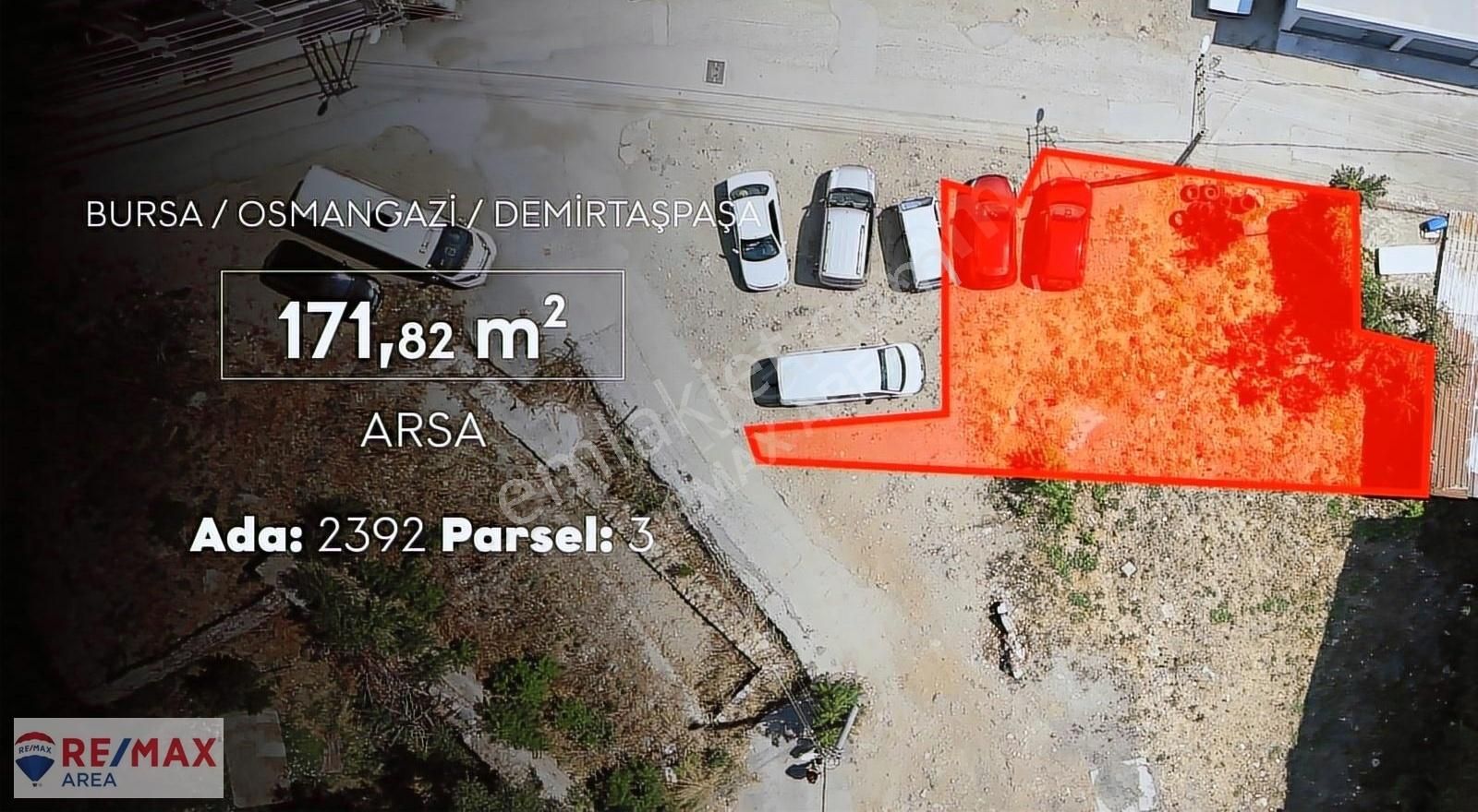 Osmangazi Demirtaşpaşa Satılık Ticari İmarlı Remax AREA dan Ördekli Hamam Yakını Satılık 171 m2 İmarlı Arsa