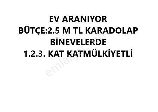 Eyüpsultan Karadolap Satılık Daire Ev Aranıyor! bütçe:2,5 milyon tl karadolap binevler bölgesinde