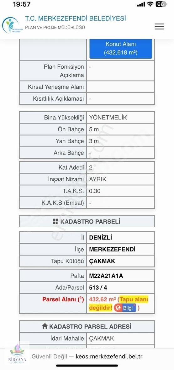 Merkezefendi Çakmak Satılık Konut İmarlı ÇAKMAK'TA GÜNEYSU SİTESİNE YAKIN 433 m² VİLLALIK ARSA...