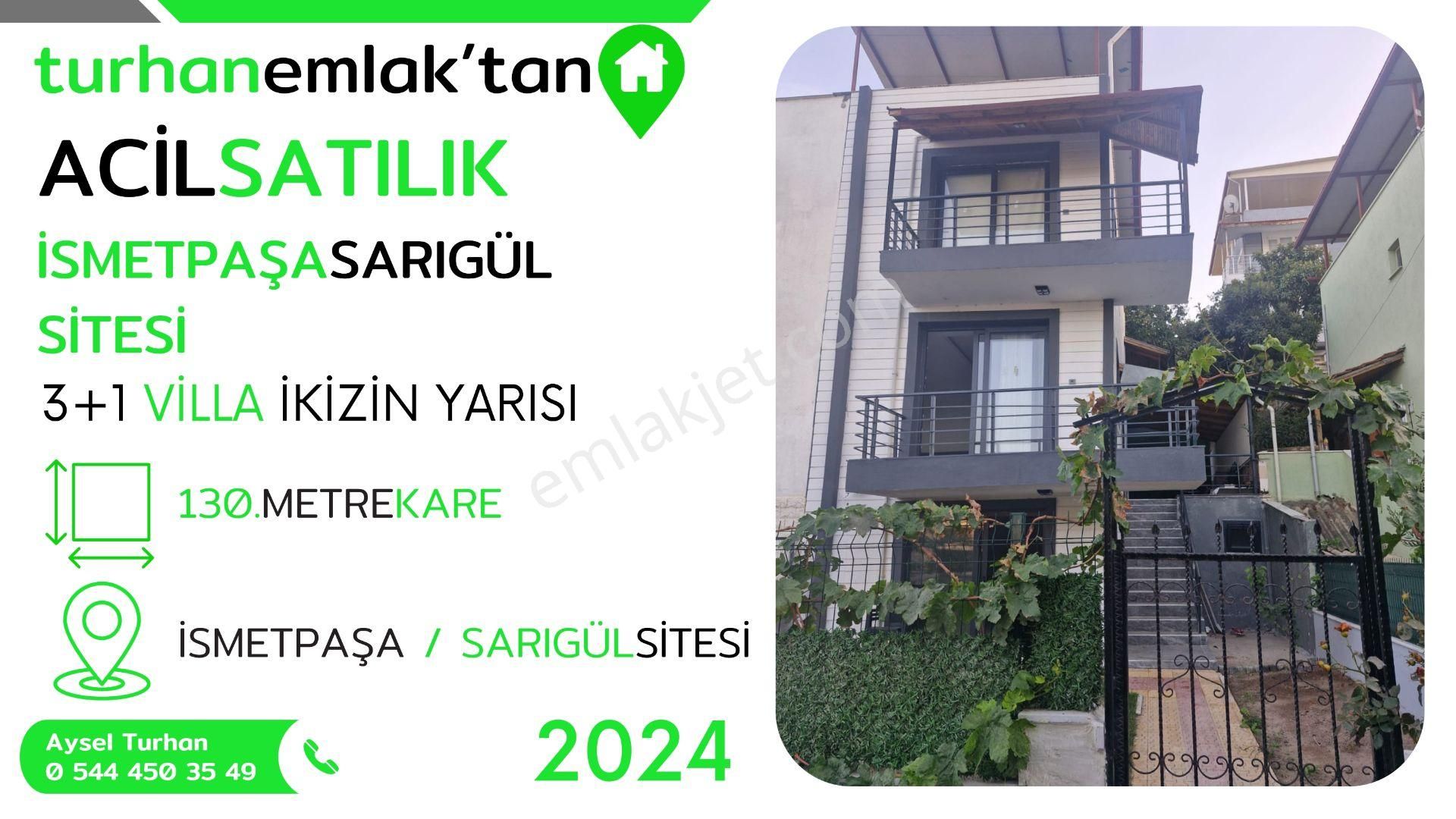 Dikili İsmetpaşa Satılık Villa  Turhan Emlak'tan Sarıgül Sitesinde Acil Satılık İkiz Yarısı Geniş Villa