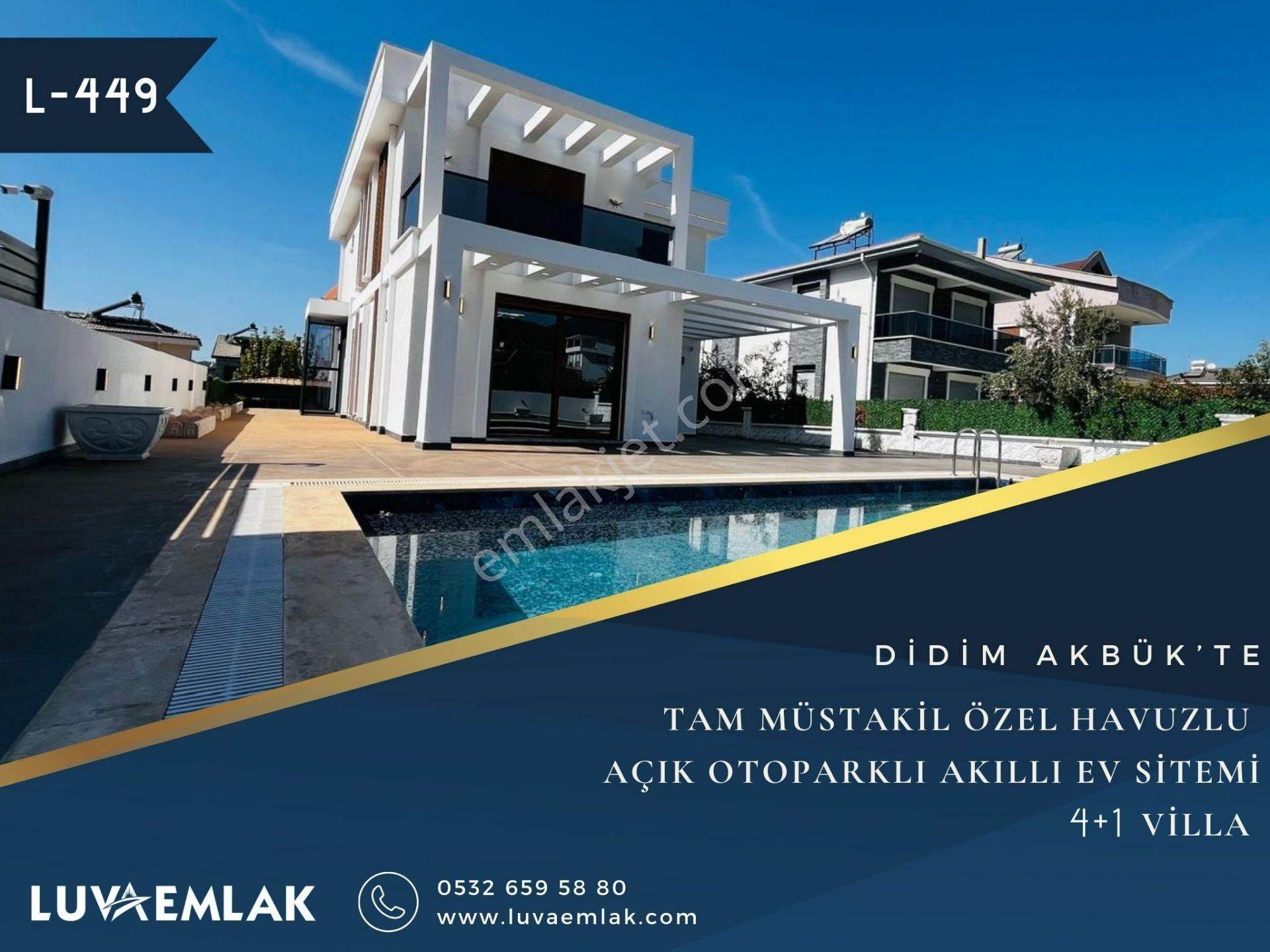 Didim Akbük Satılık Villa  DİDİM AKBÜK'TE TAM MÜSTAKİL ÖZEL HAVUZLU AÇIK OTOPARKLI 4+1 VİLLA