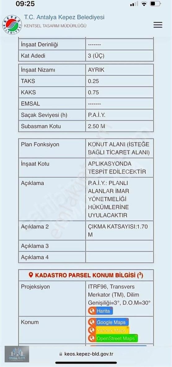 Kepez Şafak Satılık Ticari İmarlı ŞAFAK MAH KÖŞE PARSEL İSTEĞE BAĞLI TİCARİ + KONUT 470 m2