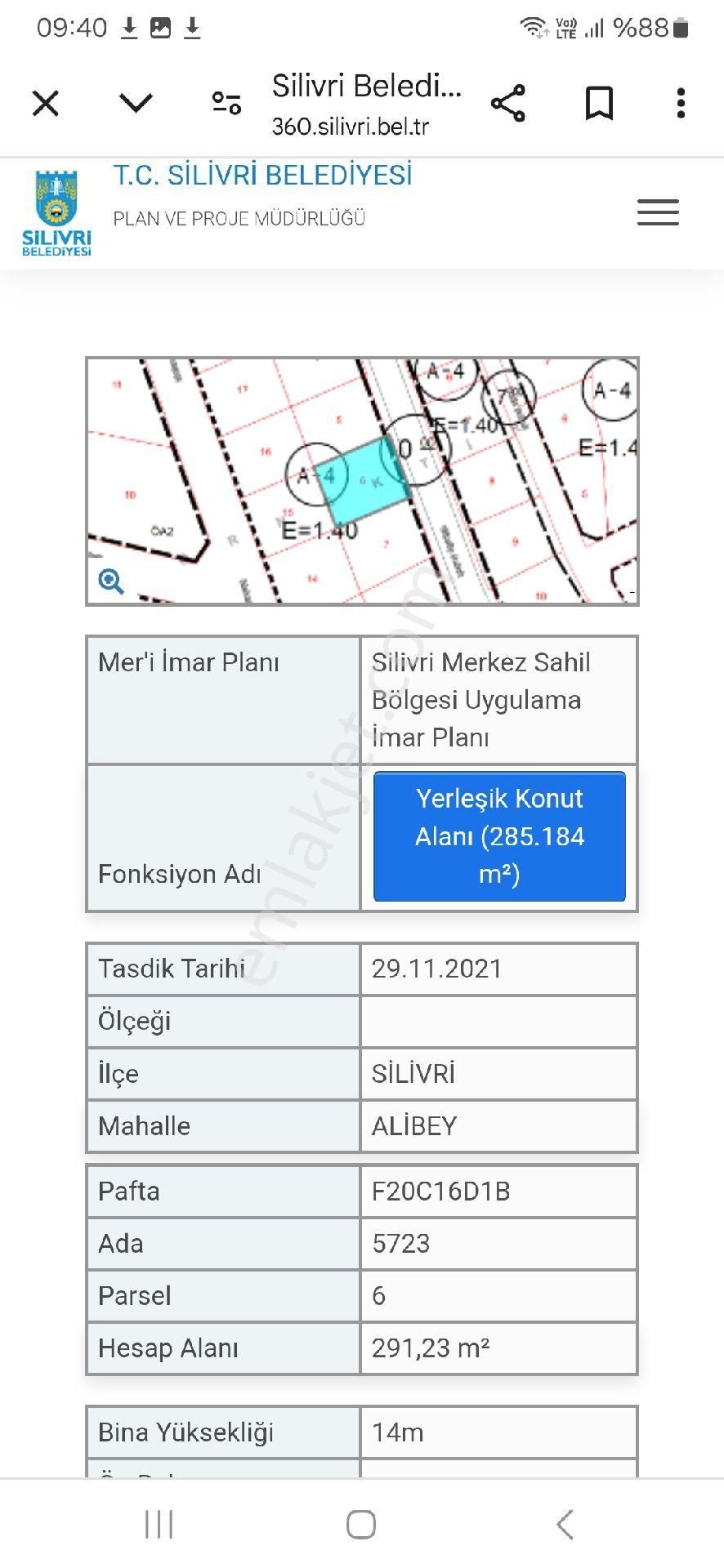 Silivri Alibey Satılık Konut İmarlı SİLİVRİ MERKEZDE SATILIK 4 KAT İMARLI ARSA 