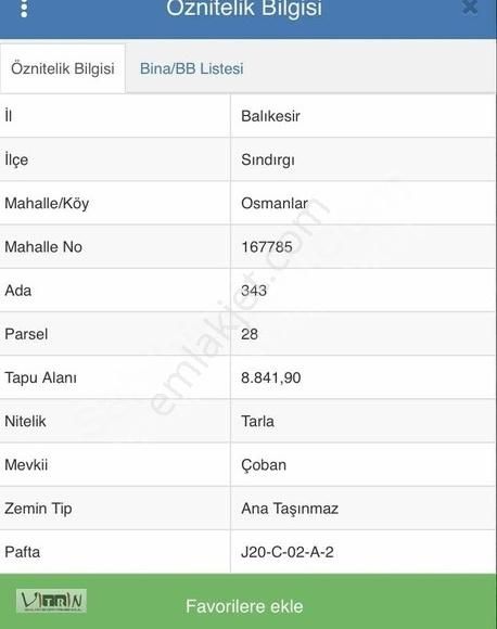 Sındırgı Osmanlar Satılık Tarla Vitrinden Osmanlarda Kadastro Yolu Cepheli 8841 M2 Tarla