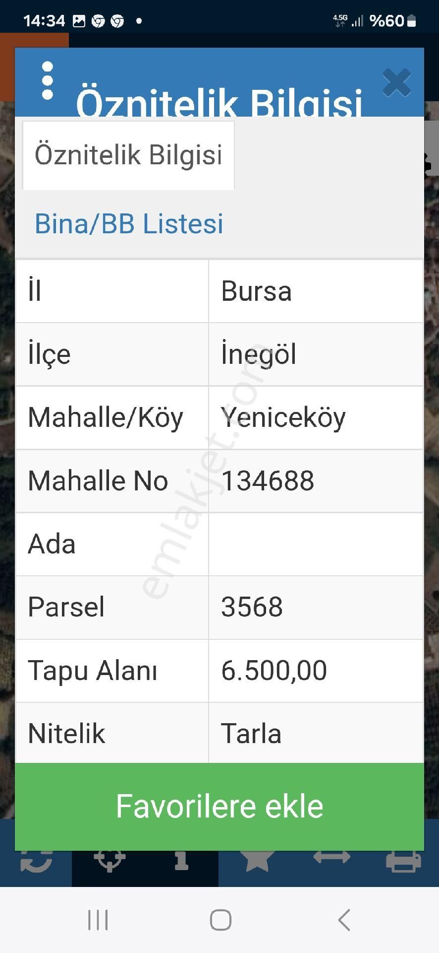 İnegöl Yeniceköy Satılık Tarla Parsel 3568 Yeniceköy İnegöl Yeniceköyde.