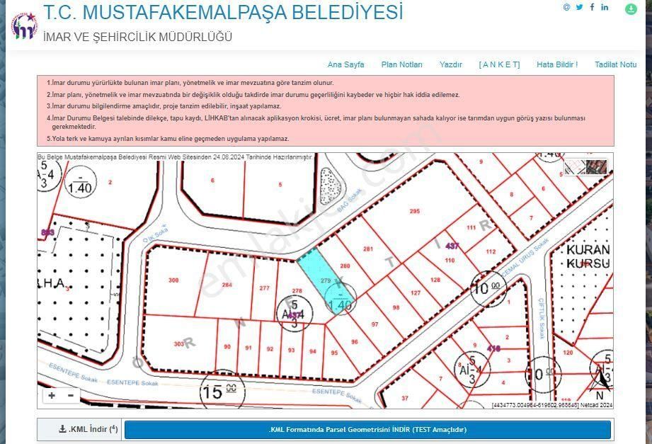 Mustafakemalpaşa Selimiye Satılık Konut İmarlı  MUSTAFAKEMALPAŞA SELİMİYE DE 322M2 SATILIK KONUT İMARLI ARSA