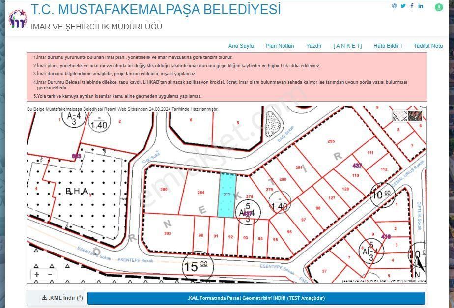 Mustafakemalpaşa Selimiye Satılık Konut İmarlı  MUSTAFAKEMALPAŞA SELİMİYE DE 296M2  SATILIK KONUT İMARLI ARSA