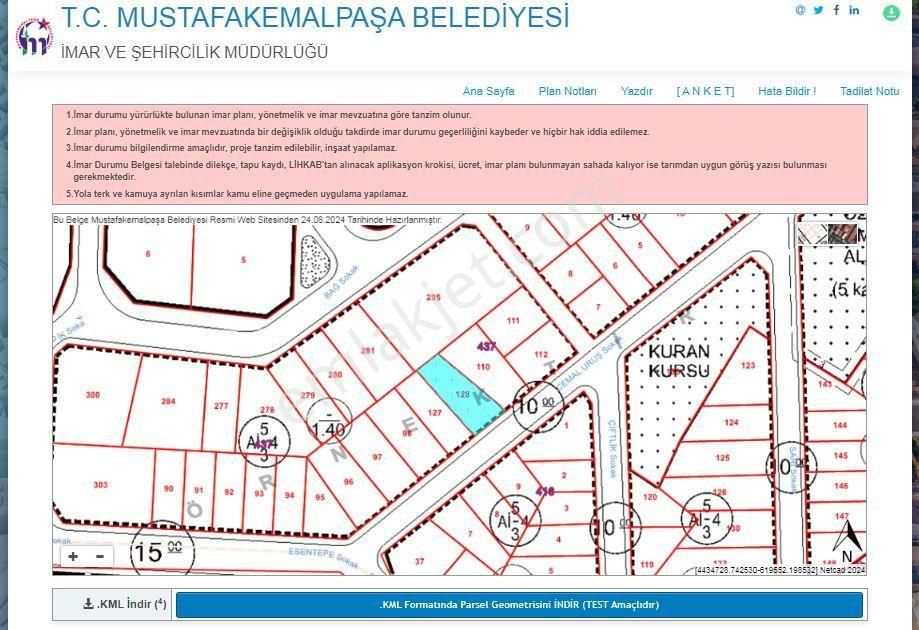 Mustafakemalpaşa Selimiye Satılık Konut İmarlı MUSTAFAKEMALPAŞA SELİMİYE DE 295M2 SATILIK KONUT İMARLI ARSA