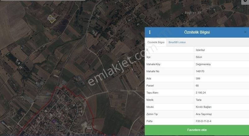 Silivri Değirmenköy İsmetpaşa Satılık Tarla Silivri Değirmenköy Kınıklıda Bağ Evleri Köyün İçinde 82m2