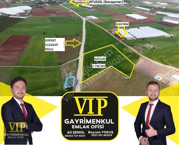 Elmalı Kocapınar Satılık Tarla VIP GAYRİMENKUL ' AYVASIL(Kocapınar) 7700 m2 YOLA SIFIR TARLA