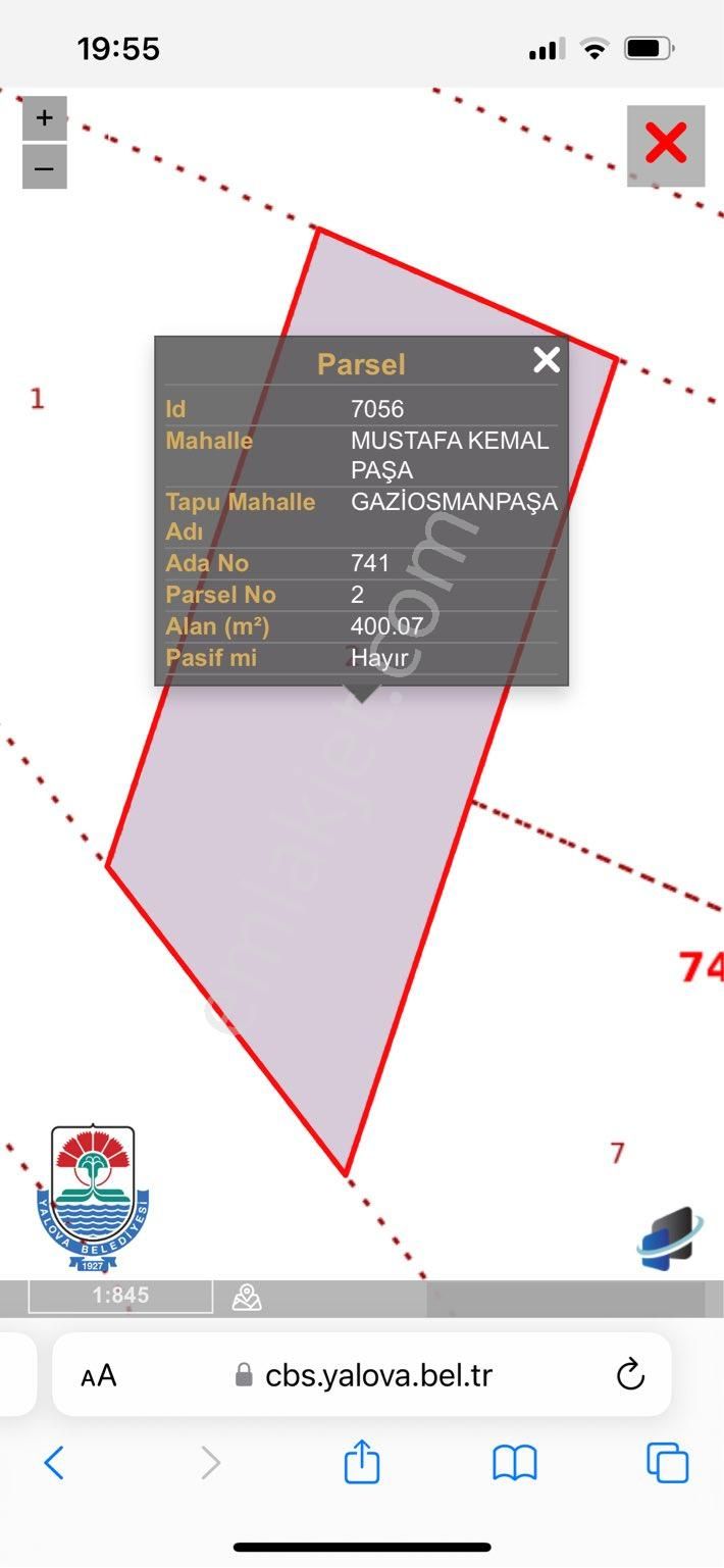 Yalova Merkez Mustafa Kemal Paşa Satılık Konut İmarlı Cadde üstü ve köşe parsel 0,30 0.60 emsal iki kat imarlı