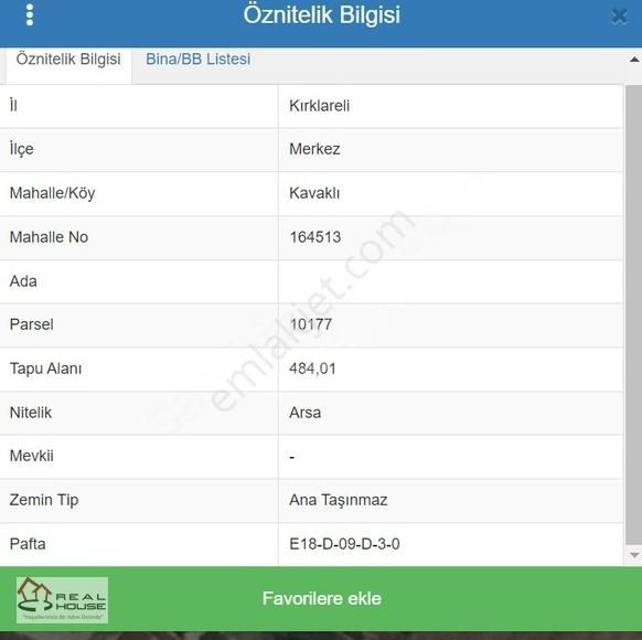 Kırklareli Merkez Kavaklı Bld. (Celaliye) Satılık Konut İmarlı KIRKLARELİ MERKEZ KAVAKLI BELEDİYESİ YAKINI İMARLI ARSA