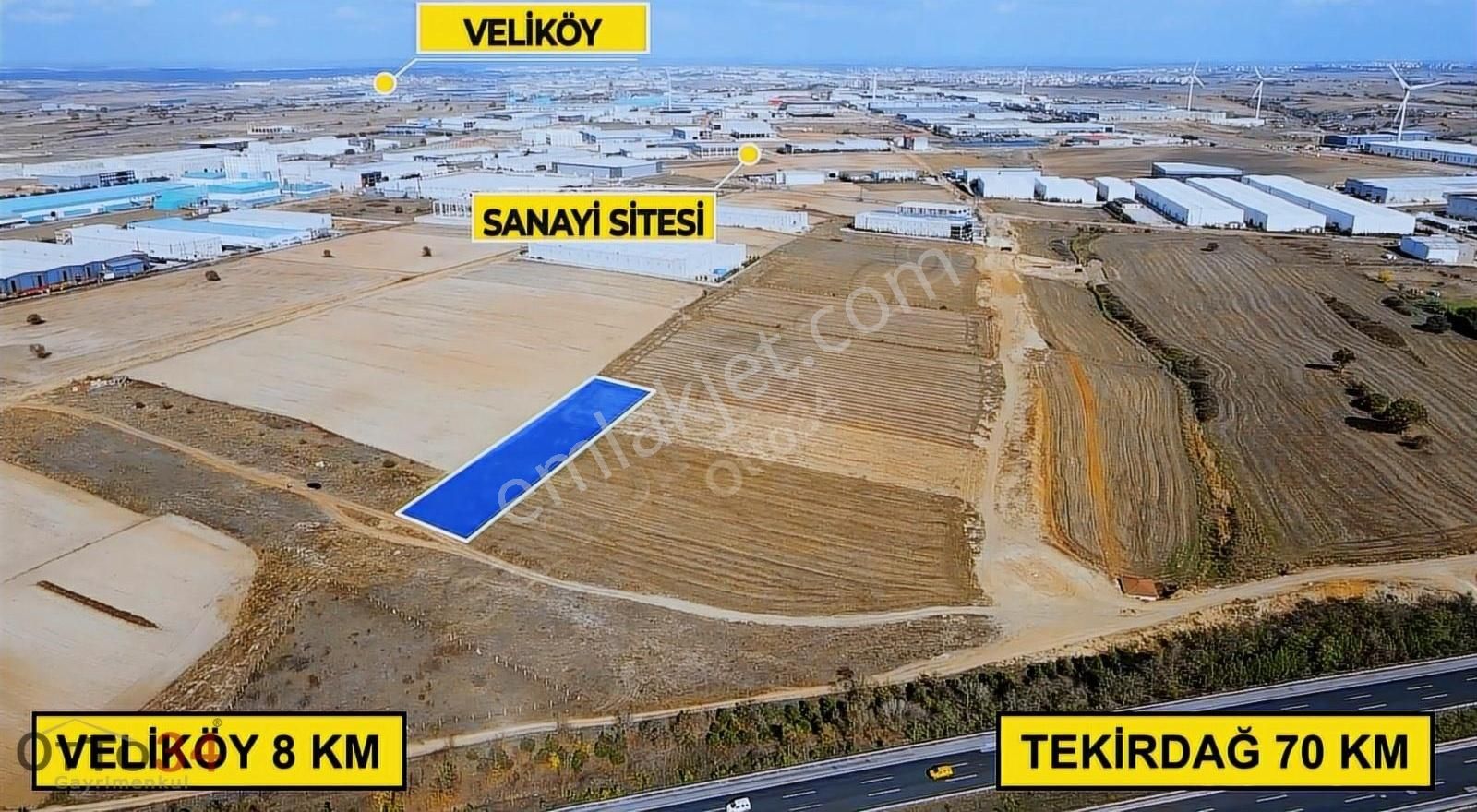 Çerkezköy Veliköy OSB Satılık Sanayi İmarlı Çerkezköy Veliköy Otoban Cepheli Sanayi İmarlı 5865 M² Arsa